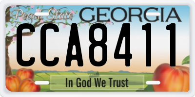 GA license plate CCA8411