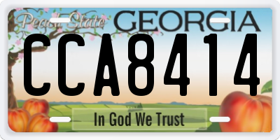 GA license plate CCA8414