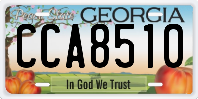 GA license plate CCA8510