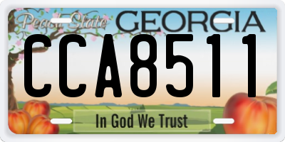 GA license plate CCA8511