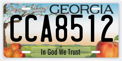 GA license plate CCA8512