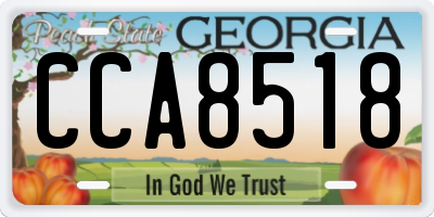 GA license plate CCA8518