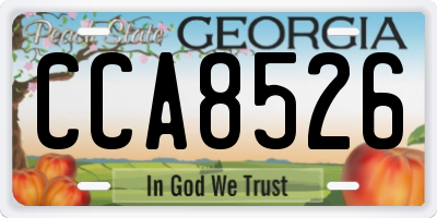 GA license plate CCA8526