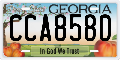 GA license plate CCA8580