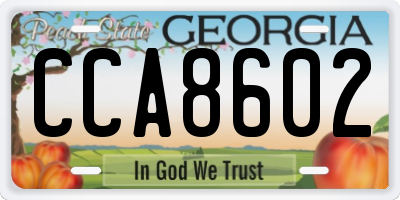 GA license plate CCA8602