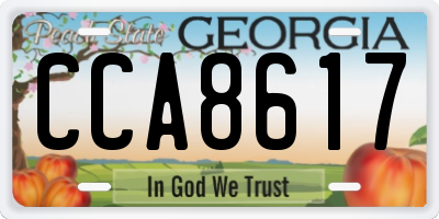 GA license plate CCA8617