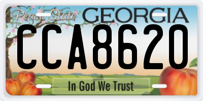 GA license plate CCA8620