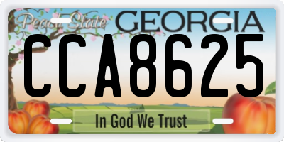 GA license plate CCA8625