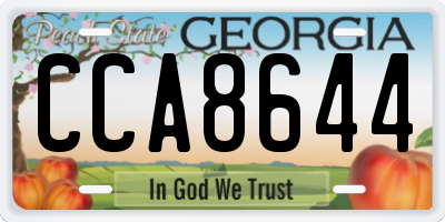 GA license plate CCA8644