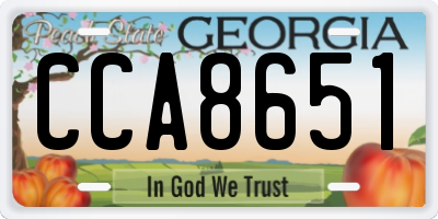 GA license plate CCA8651