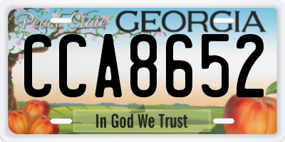 GA license plate CCA8652