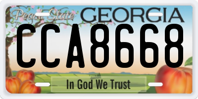 GA license plate CCA8668