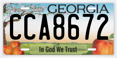 GA license plate CCA8672