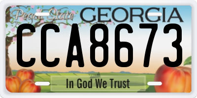 GA license plate CCA8673