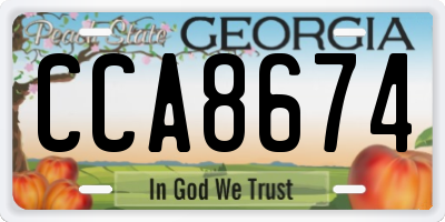 GA license plate CCA8674