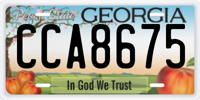 GA license plate CCA8675