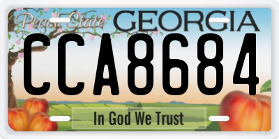 GA license plate CCA8684