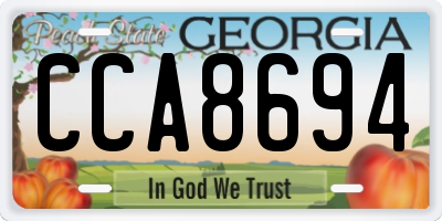GA license plate CCA8694