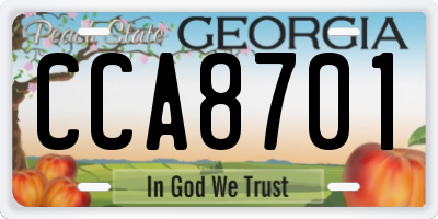 GA license plate CCA8701