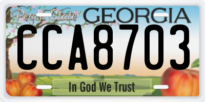 GA license plate CCA8703