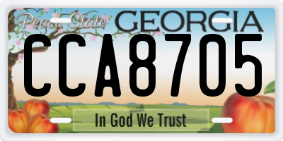 GA license plate CCA8705