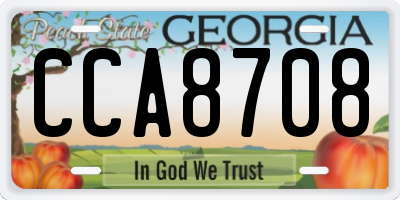 GA license plate CCA8708