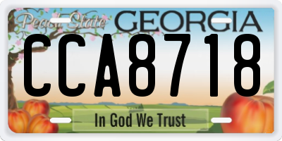 GA license plate CCA8718