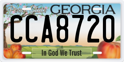 GA license plate CCA8720