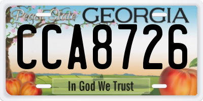 GA license plate CCA8726