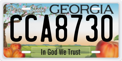 GA license plate CCA8730