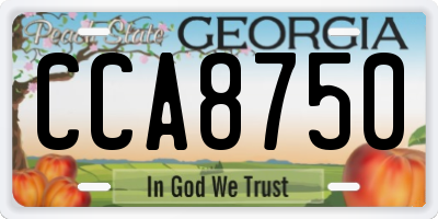 GA license plate CCA8750