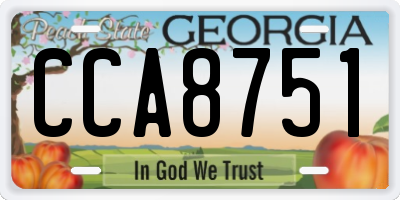GA license plate CCA8751