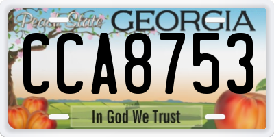 GA license plate CCA8753
