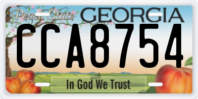 GA license plate CCA8754