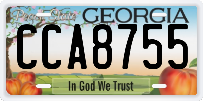 GA license plate CCA8755