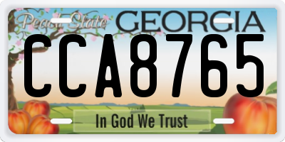 GA license plate CCA8765