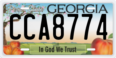 GA license plate CCA8774