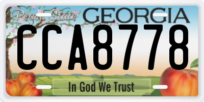GA license plate CCA8778