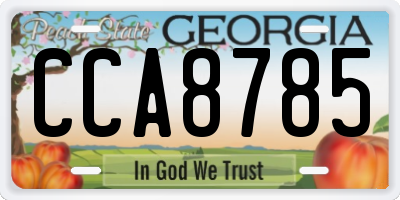GA license plate CCA8785