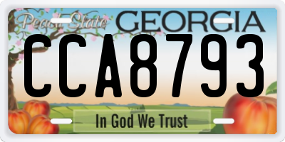 GA license plate CCA8793