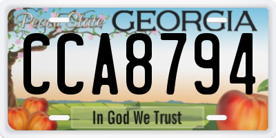 GA license plate CCA8794