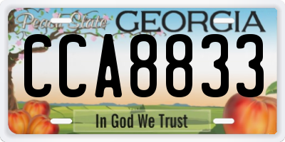 GA license plate CCA8833