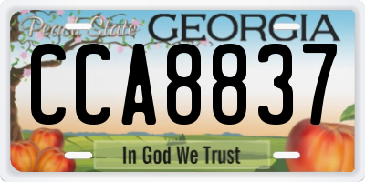 GA license plate CCA8837
