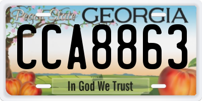 GA license plate CCA8863