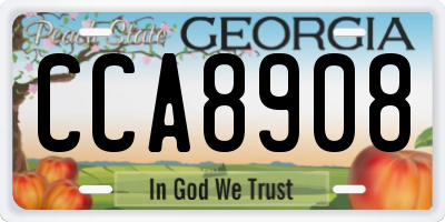 GA license plate CCA8908
