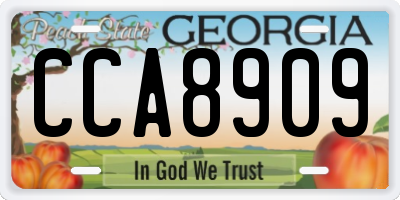 GA license plate CCA8909