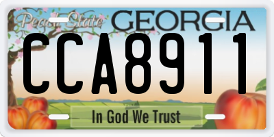 GA license plate CCA8911