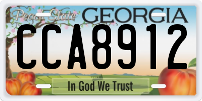 GA license plate CCA8912