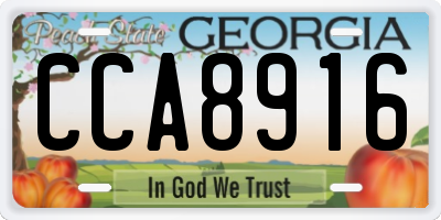 GA license plate CCA8916