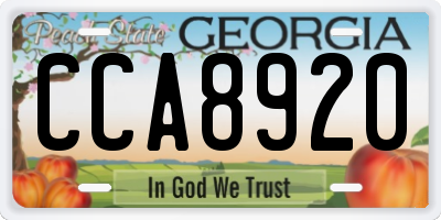 GA license plate CCA8920